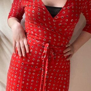 Red Polka Dot Wrap Dress